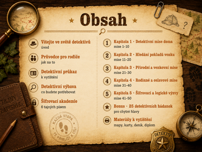 Detektivní mise a hledaní pokladů + Bonus: Detektivní deník