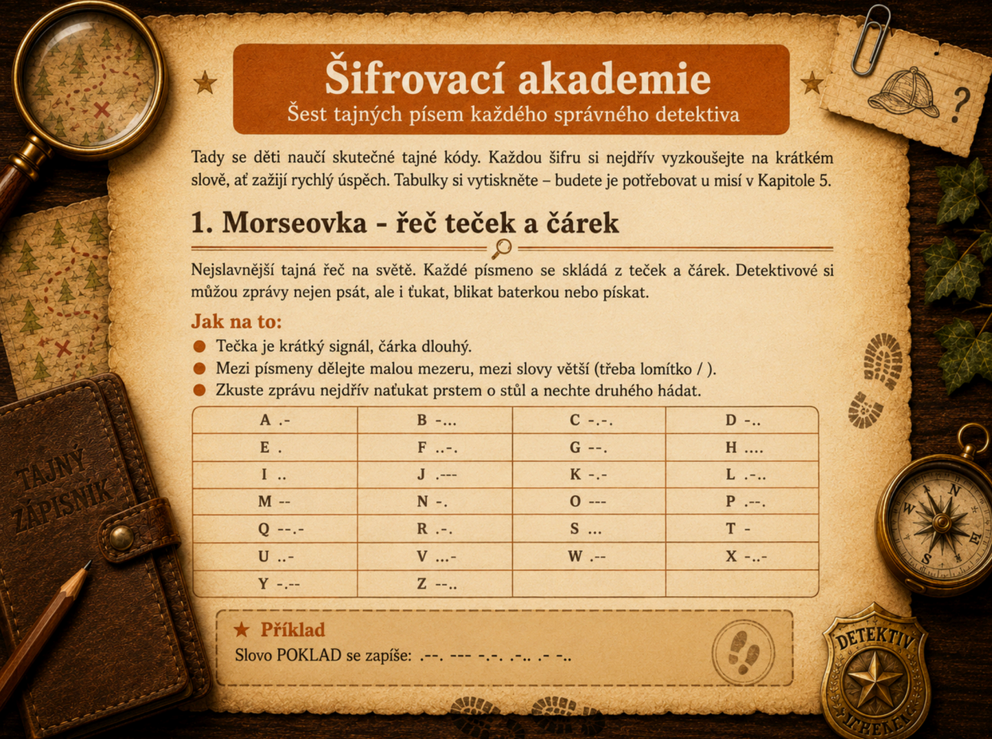 Detektivní mise a hledaní pokladů + Bonus: Detektivní deník